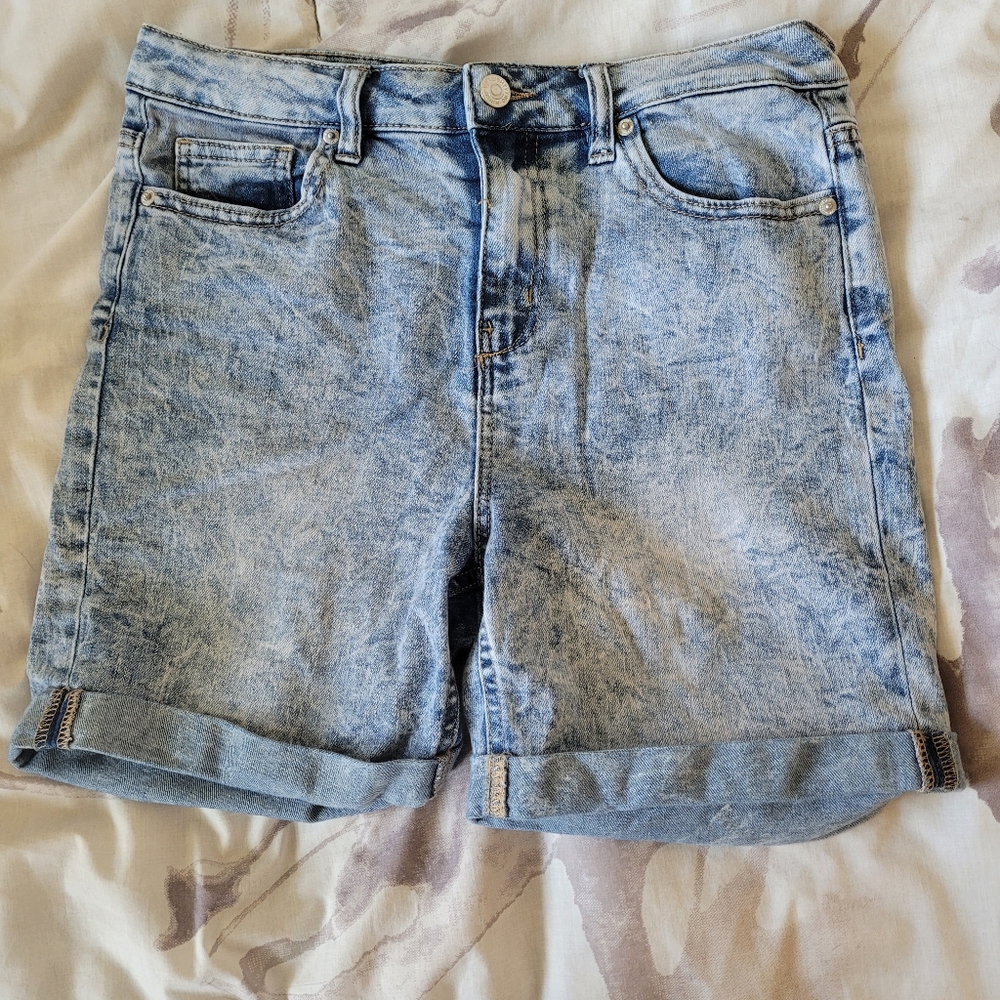 High rise denim shorts